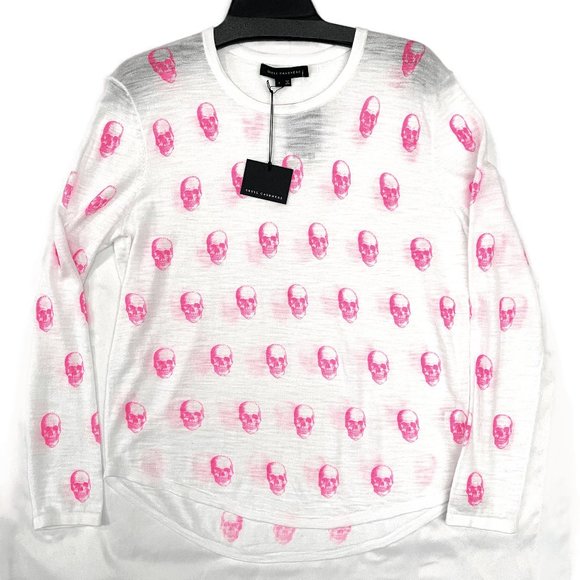 NWT $190 Skull Cashmere Cotton Skull Print Knit Top S - Picture 2 of 9